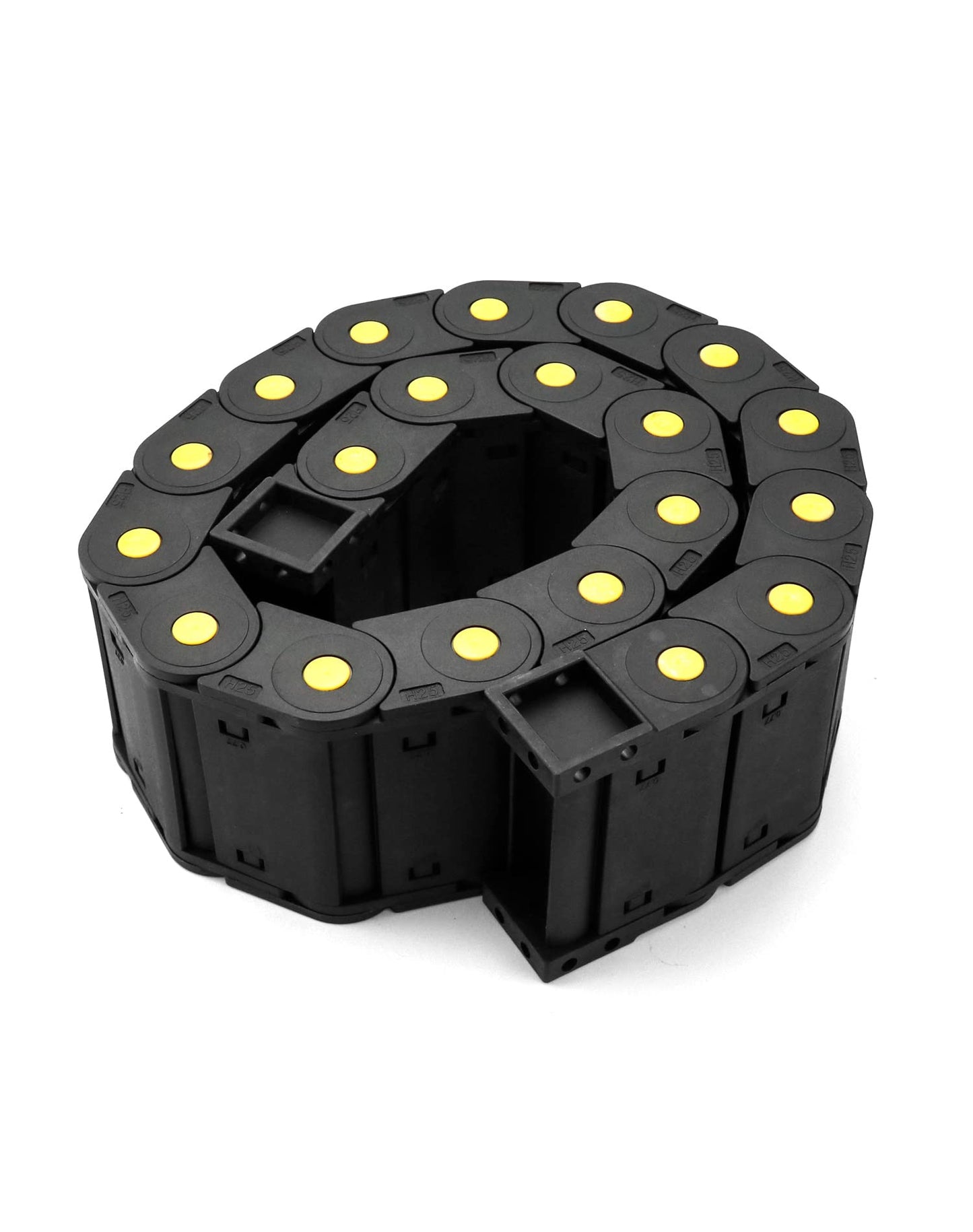 QWORK Nested semi-open plastic cable drag chain, flexible closed twist chains, 2 pieces, wire carrier toughness, closed chain for 3D printer parts, CNC-3D electric machines.