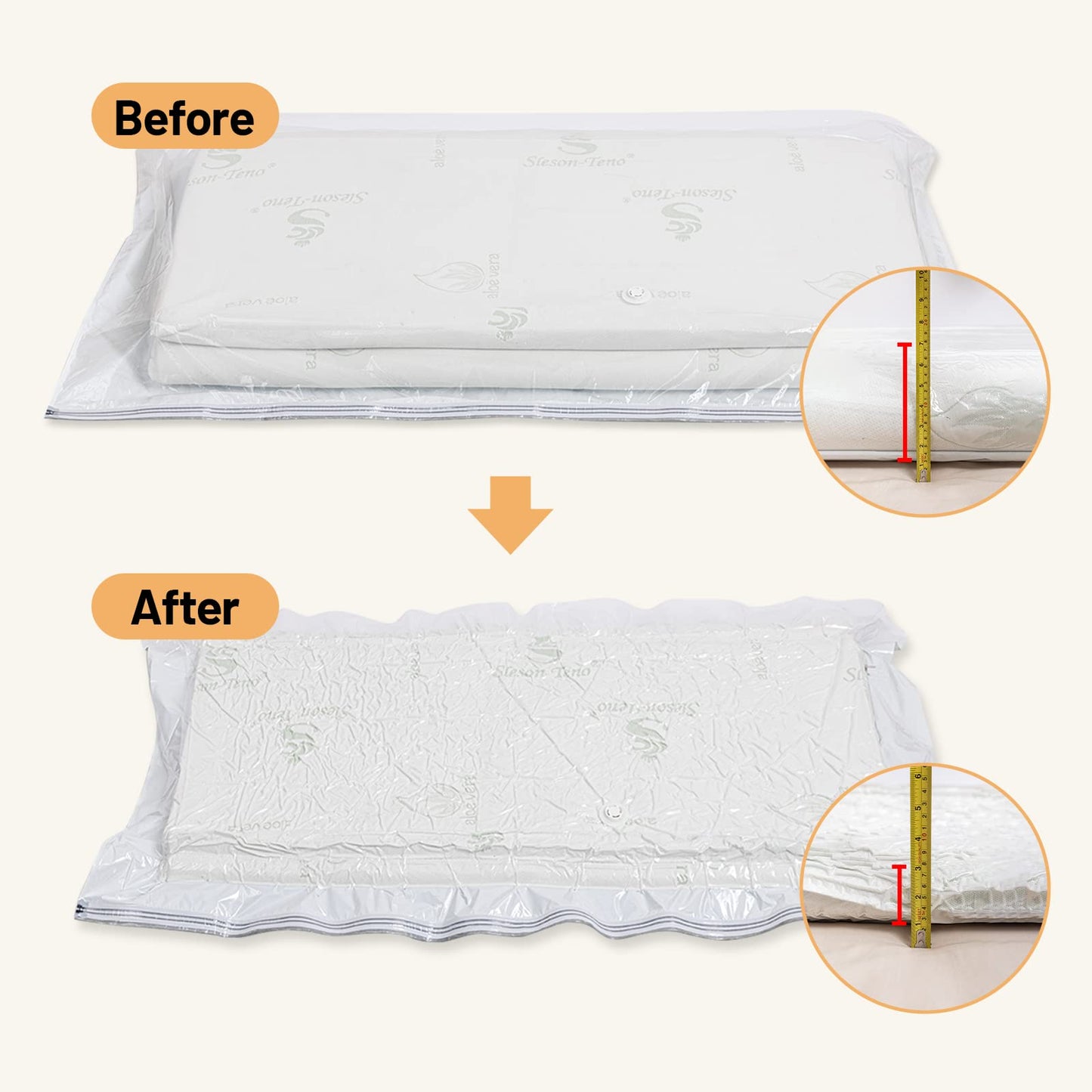 Vacuum bags for mattresses and duvets, 2 pieces 240x120 cm vacuum storage bags for mattresses, clothes, waterproof, sealable, reusable, space-saving, compression mattress.