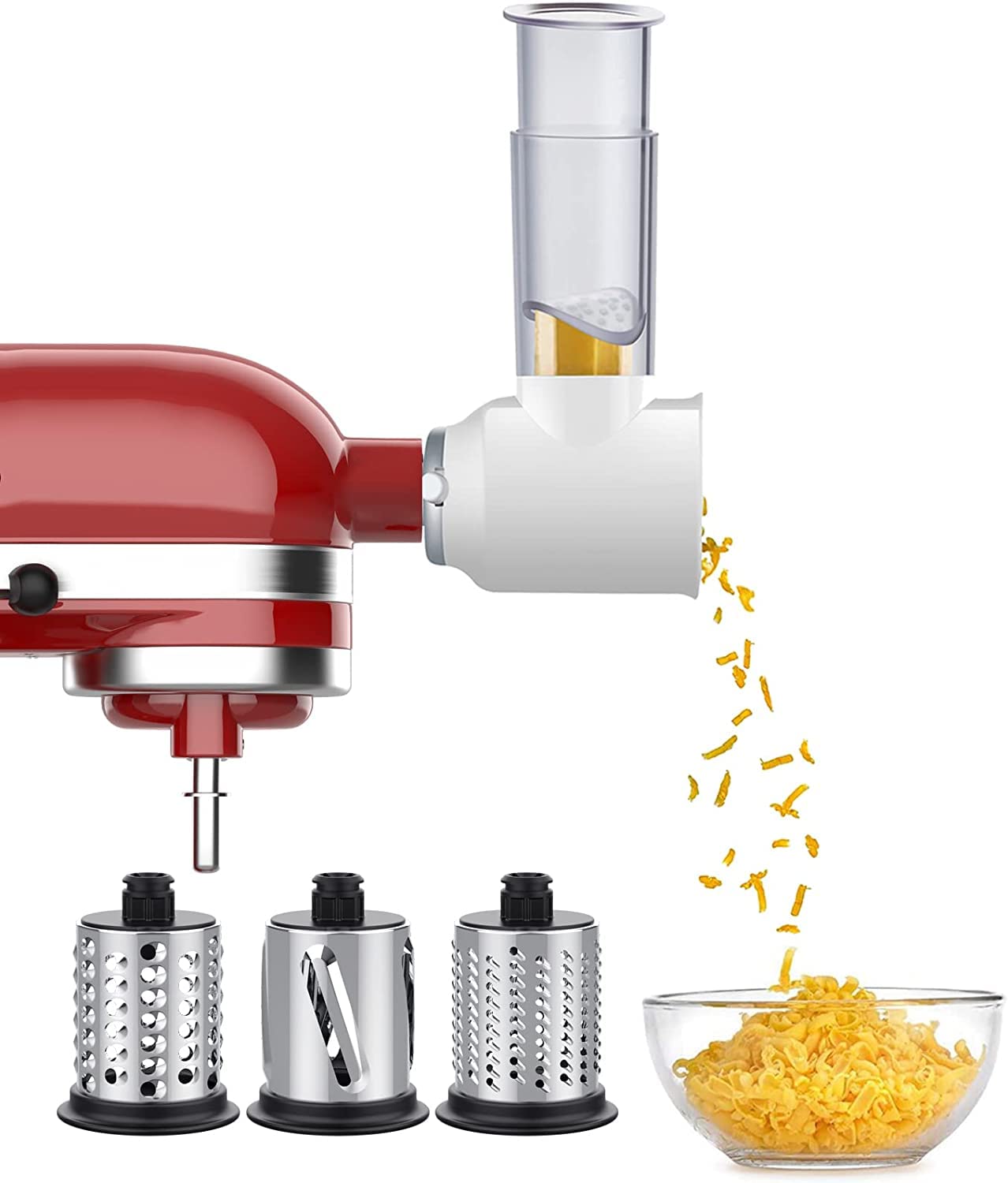 Vegetable slicer for KitchenAid stand mixer, slicer shredder attachment for KitchenAid accessory, vegetable slicer cheese grater set for KitchenAid accessory by GVODE.