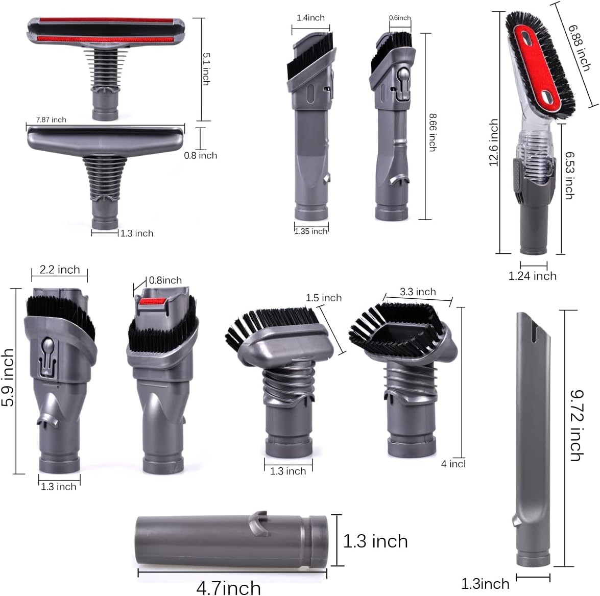 KEEPOW 7 Piece Accessory Set Replacement Parts for Dyson DC24 DC25 DC33 DC35 DC37 DC39 DC40 DC44 DC45 DC48 DC58 DC59 DC62 DC65 V6 Animal Handheld Vacuum Brush Tool Attachments Set