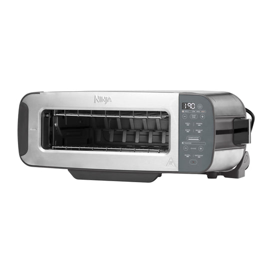 Ninja Foodi 3-in-1 Toaster, Electric Grill with Lid, Panini Press with Flip Design, 7 Cooking Functions, 7 Toast Lines, Baking Tray and Crumb Tray, Stainless Steel, ST202EU