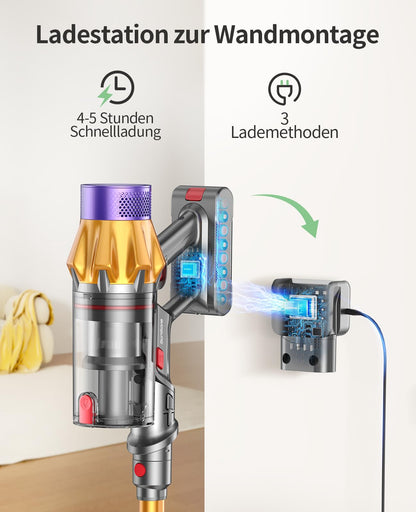 SunSare Cordless Vacuum Cleaner 600W/50000Pa/65Min, with Smart Display and Charging Dock, Lightweight Anti-tangle Handheld Vacuum, Super Quiet for Hard Floors Carpets Pet Hair.