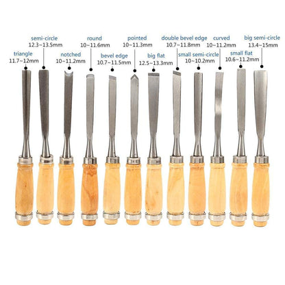 Wood Carving Tools, Gouges, Wood Carving Chisel Set 12Pcs Professional Carving Sharp Woodworking Tools with Bag Ideal for Beginners