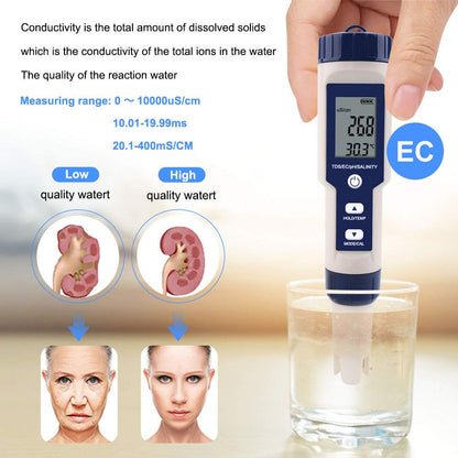 Meichoon 5 in 1 TDS/EC/pH/Salinity/Temperature Meter Digital Water Quality Tester for Hydroponics Aquariums Pools Drinking Water DH12