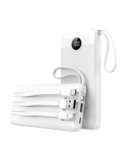 Powerbank 10000mAh Power Bank with Cable VEEKTOMX USB C Powerbank External Mobile Batteries with 5 Outputs LED Display External Battery Compatible with iPhone/Samsung Galaxy/Xiaomi/Huawei/iPad, etc.