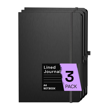 ONAVIA A4 lined notebook, hardcover, 80 sheets (160 pages) 80 gsm, 7mm line spacing for home, school, and work.