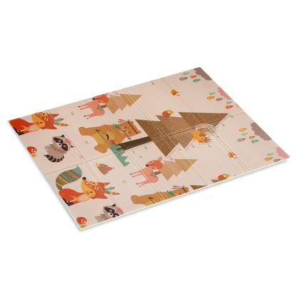HUMBI Baby Play Mat, Crawling Mat, XPE Foam, Double-sided, Foldable, Waterproof, Extra Large, Carpet Baby Mat, Non-slip, 120x180 cm, Village and Forest