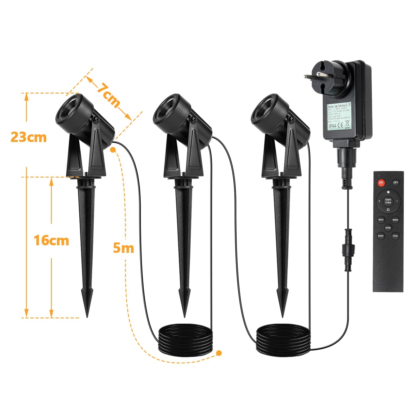 Gimisgu garden lighting LED, 6 in 1 RGB color changing garden lights LED with ground spike, 6-piece set garden lamp pathway lighting with plug and remote control, IP65 waterproof for garden pond.