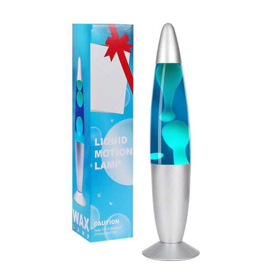 AONESY Lava Lamps for Adults Kids 34cm Lava Lamp Light Blue Liquid & White Wax Retro Astro Lamp for Home Decoration Beautiful Light Gift for Christmas Birthday Halloween