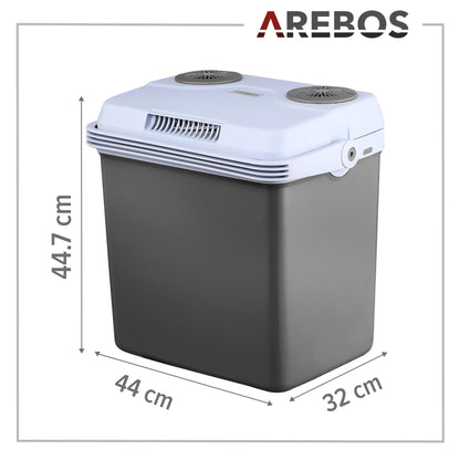Arebos 25 Liter cooling box | for cooling and keeping warm | Mini fridge | Thermoelectric cooling box | with ECO mode | 12/230 V for car and socket | electric cooling box | Anthracite.
