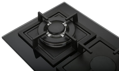 K&H Domino 2 zone glass gas hob 30cm wok burner natural gas built-in with thermocouple flame failure system 2Z-KHGW