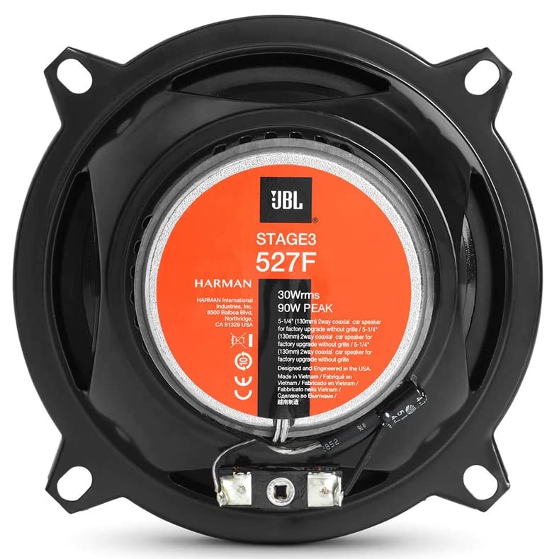 JBL Stage3 527F 2-way Car Speaker Set by Harman Kardon - 200 Watt Car Speakers - 2 pieces Car HiFi Box large 13cm - 130mm - 5.25 inch without grille cover