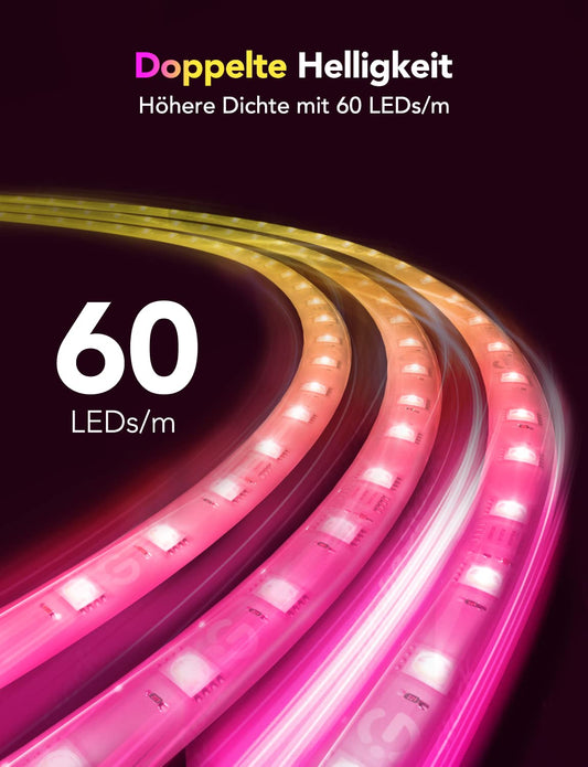 Govee RGBIC LED Strip M1 is Matter compatible, 2m LED strip for cabinet, gaming desk. Smart LED strip works with Apple Home, Alexa, Google Assistant.
