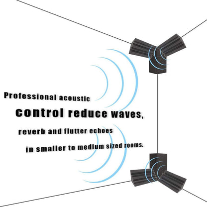 Arrowzoom 12 Acoustic Foam Tiles Long Bass Traps 12x12x24cm Soundproofing Wall Decor Sound Absorbers Broadband Absorbers Recording Studio Soft Foam Black 1133