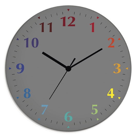 ARTLAND wall decoration wall clock without ticking sounds made of glass quartz clock Ø 30 cm round silent trendy color gray-multicolored S7KD