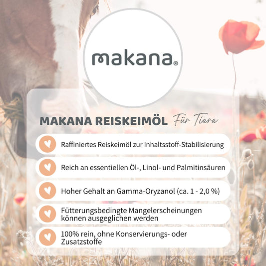 Makana Rice Bran Oil for Animals, refined and 100% pure, 5000 ml canister