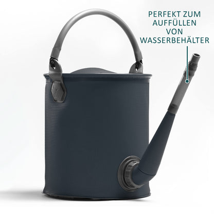 Collapsible folding watering can & bucket for fresh water - BPA free, portable for camping, tent, festival, motorhome & caravan - Convenient outdoor water jug for garden and travel - Grey