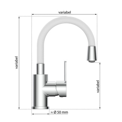 EISL Basin Mixer FLEXO, flexible spout in white, bathroom faucet, adjustable tap for bathroom, NI075FLCRW