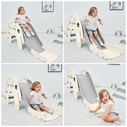 Baby Vivo Kids Slide Children Slide Garden Slide Toddler Slide Plastic Elephant with rounded corners & edges for Indoor & Outdoor in Gray/White