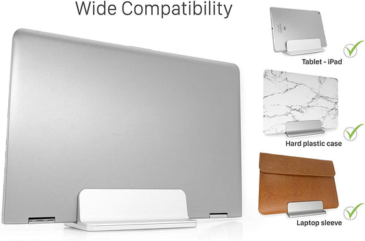 MyGadget Laptop Stand Aluminum [Portrait] - Adjustable Stand Holder for notebooks such as Apple MacBook Air | Pro, Google Chromebook - Silver