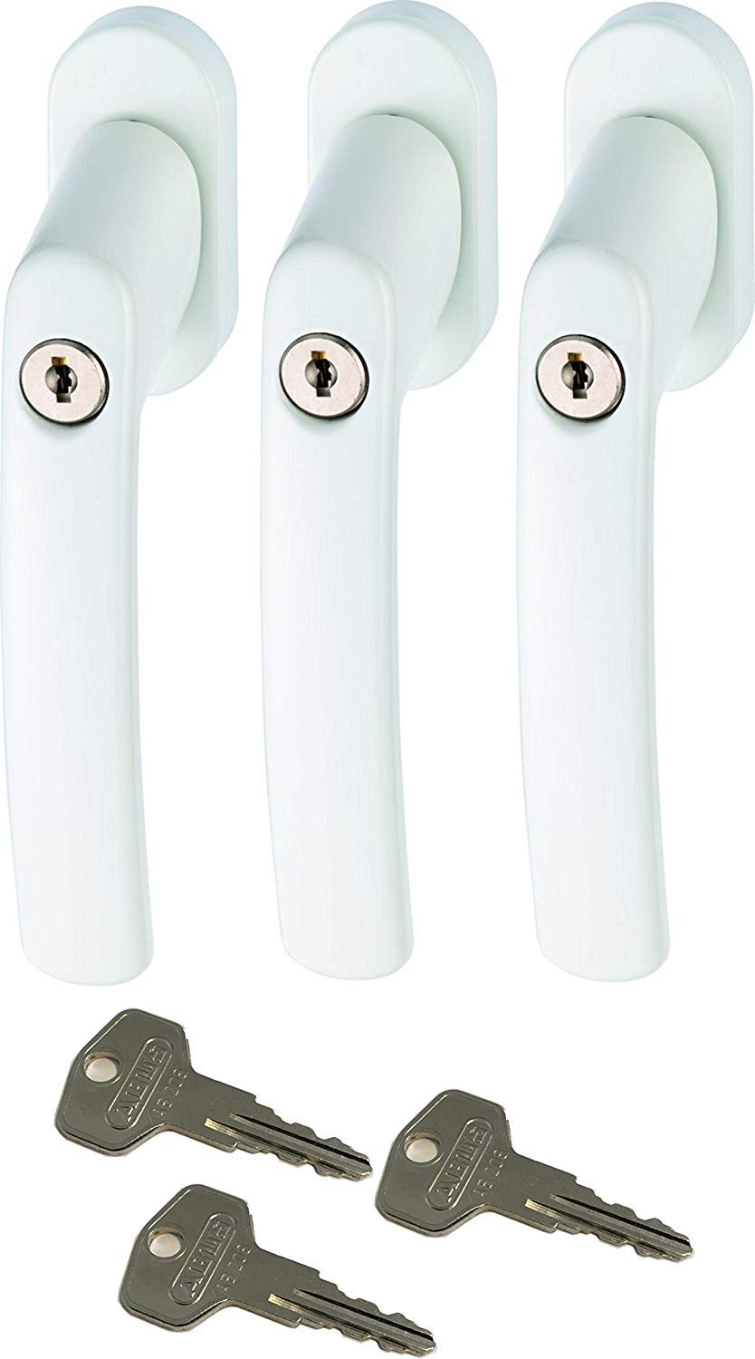ABUS FG200 W SB lockable window handle, white, set of 3 pieces.
