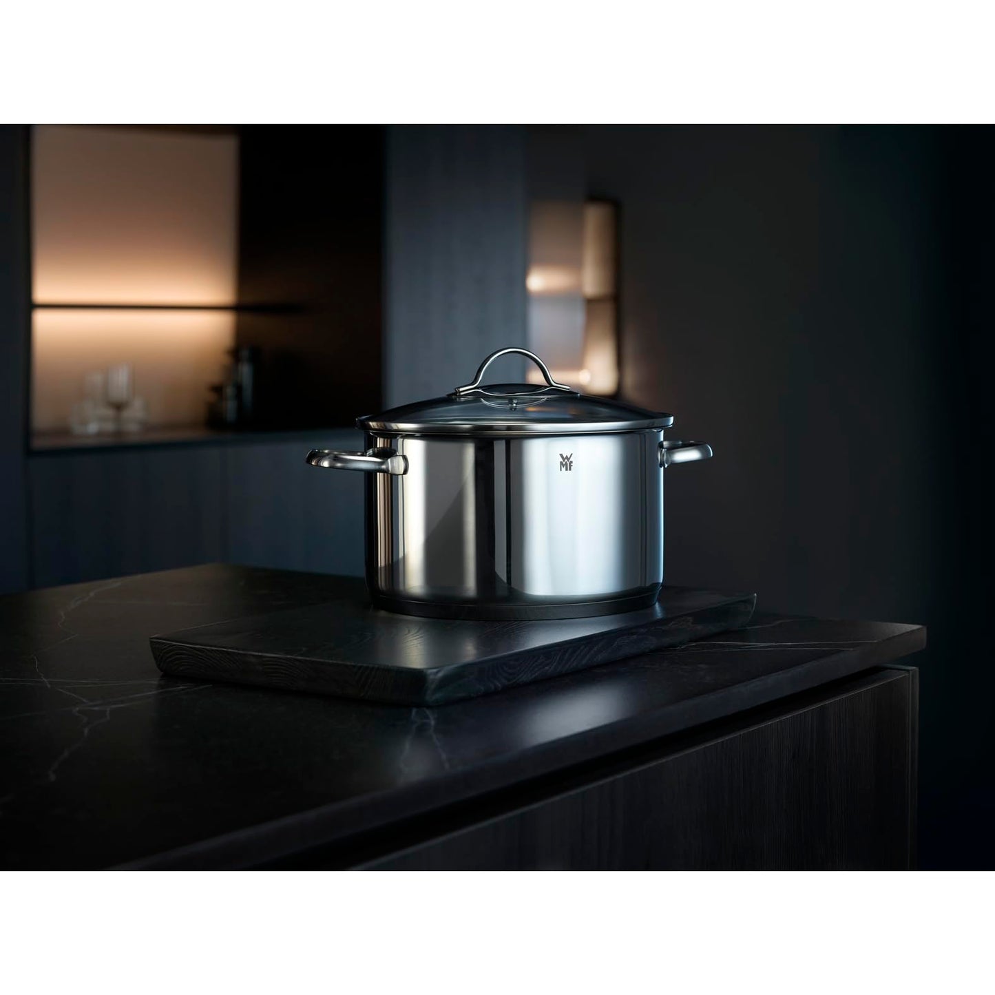 WMF Provence Plus Vegetable Soup Pot Induction 24cm, glass lid, large cooking pot 8.8l, polished Cromargan stainless steel, uncoated large pot, oven-safe