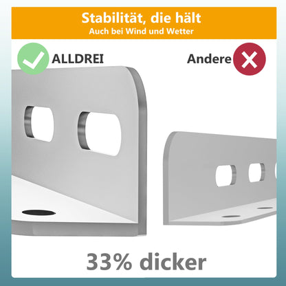 ALLDREI® Solar Panel Mounting Balcony Power Plant 2 Pack - 120cm Solar Module Mount 4 pieces made of aluminum for flat roof, garden, wall, solar module mounting for 2 PV modules, 0% VAT.