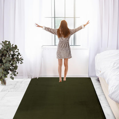 Paid Carpet Living Room High Pile - 200x290cm - Green - Super Soft Cuddly Fluffy Modern Plain Modern Soft Bedroom Rug