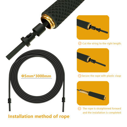 MOGOLD Skipping Rope for Kids Adults Fitness - Ball bearing skipping Rope, Metal handle, core with silicone grip, adjustable, 3m long jump rope, great for Workout, Fitness, Weight Loss