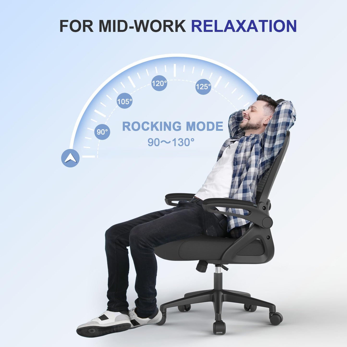 YONISEE Office Chair - Ergonomic office chair with lumbar support, adjustable armrests and headrest, mesh office chair with high backrest, comfortable office chair for Home Office, SJK-11-8680