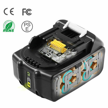 2X BL1850B 5000mAh battery replacement + charger 18V 5Ah for Makita charger DC18RC 3A. Compatible with Makita BL1850B BL1860B BL1830B, for Makita lawnmowers DLM431Z DLM380Z DUC353Z DHR171Z DHP482Z.
