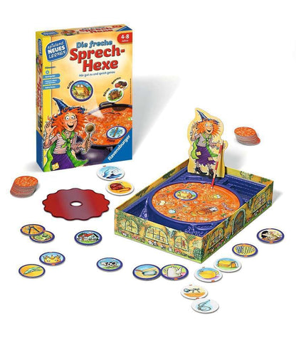 Ravensburger 24944 - The Cheeky Talking Witch & 24945 - The Twisted Language Zoo - Play and learn for children, educational game for kids aged 4-7, fun way to learn for 2-4 players.