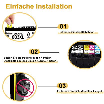 ANKINK Compatible Ink Cartridge Printer Cartridges as a replacement for Epson 603XL for Cartridge 603 XL for WF-2820DWF WF-2830DWF WF-2840DWF XP-2100 XP-2150 XP-3100 XP-3150 XP-4100 XP-4150 Black Color 10 Pack