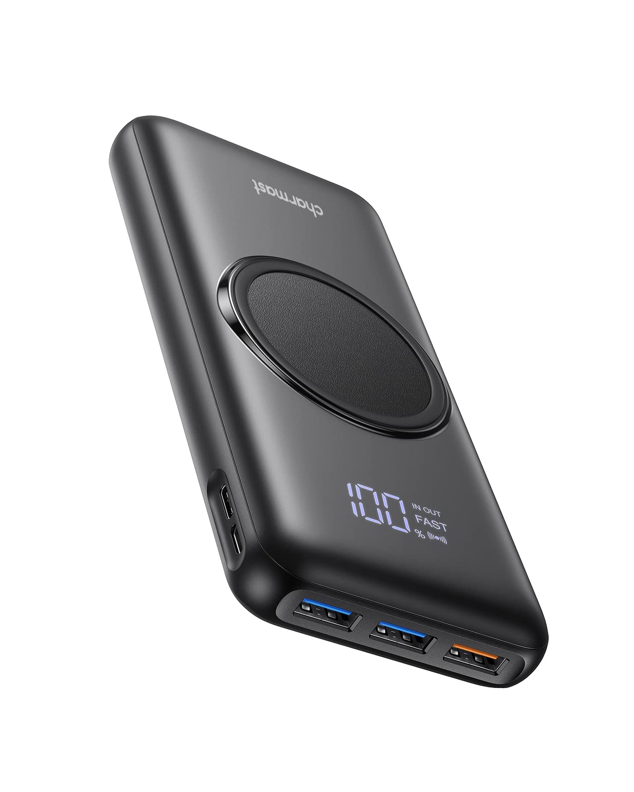 Charmast Power Bank, Wireless Powerbank 20000mAh, Inductive Charging Wireless Charger, 22.5W PD/QC 3.0 External Mobile Battery with LED Display Compatible with iPhone 16 15 14 13 12 Pro Max Samsung Huawei