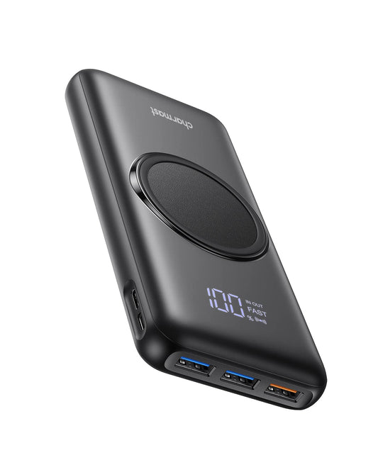 Charmast Power Bank, Wireless Powerbank 20000mAh, Inductive Charging Wireless Charger, 22.5W PD/QC 3.0 External Mobile Battery with LED Display Compatible with iPhone 16 15 14 13 12 Pro Max Samsung Huawei
