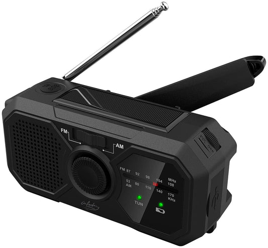 infactory Crank Radios: Solar and Dynamo Crank Radio with LED Light, SOS, Powerbank Function (Radio with Battery, Emergency Radio, Headphone Cable)