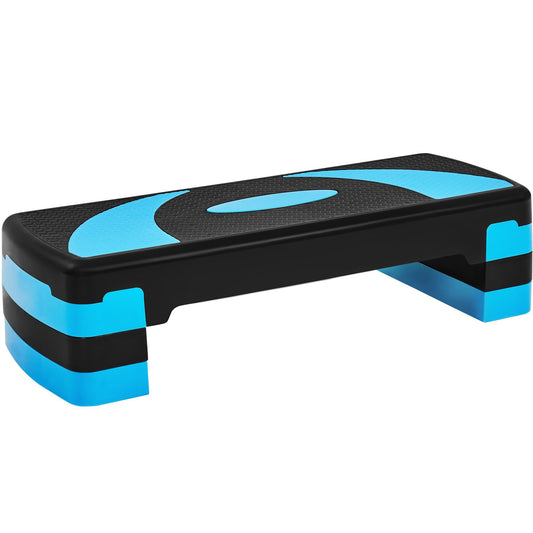 Yaheetech Fitness Aerobic Stepper with 3 levels (10/15/20 cm) Adjustable Step Bench, Non-slip training equipment for office and home in Blue.