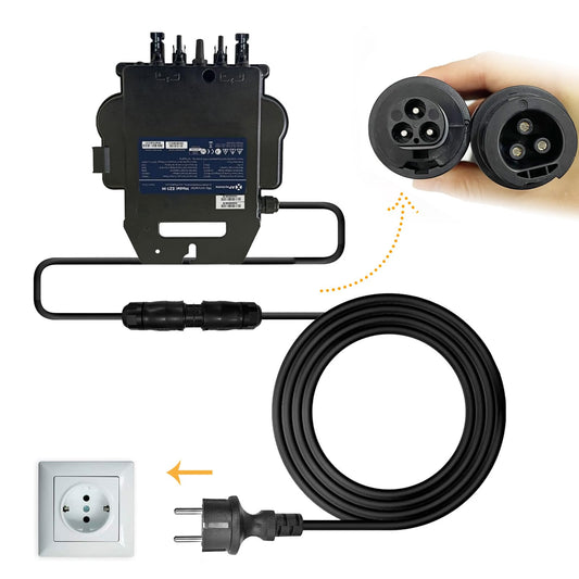APsystems microinverters with WiFi & Bluetooth, PV VDE Certified, Plug & Play inverter ideal for balcony solar systems (EZ1-SPE 400W with connection cable)