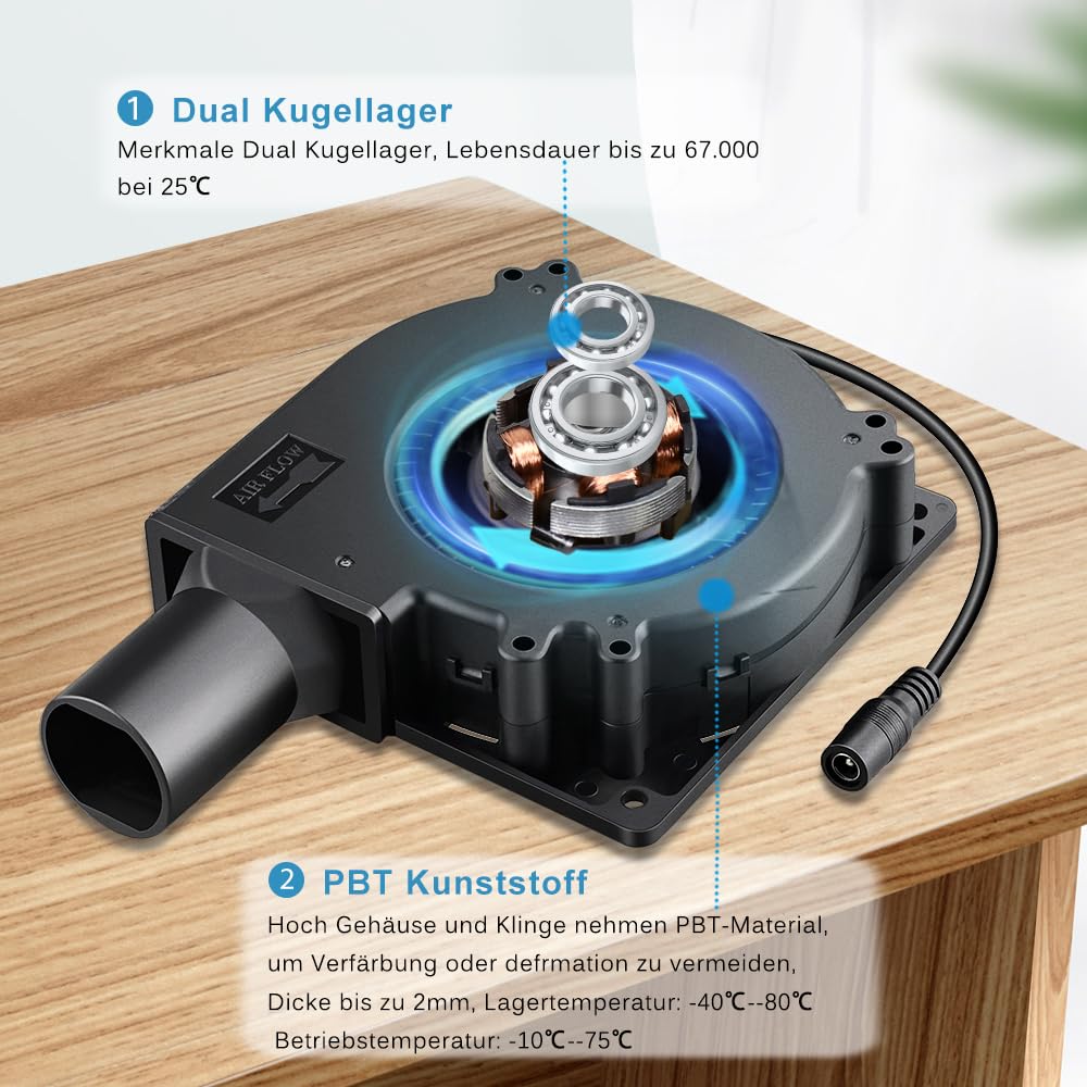 GDSTIME 120mm fan 230V radial fan 120mm x 32mm turbine fan double ball bearings 4V -12V adjustable turbines turbo for PC computer 3D printer BBQ inflatable fireplace picnic laser cutter