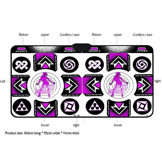 Stecto Double Dance Mat, non-slip, durable, wear-resistant, Dance Mat, Dance Mat, Dance Mat, Pad Dancer Blanket with USB PC, 165 x 81 cm.