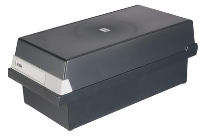 HAN Index card box A6 landscape, learning box, attractive design for 1,300 index cards with large labeling field, 956-13, black