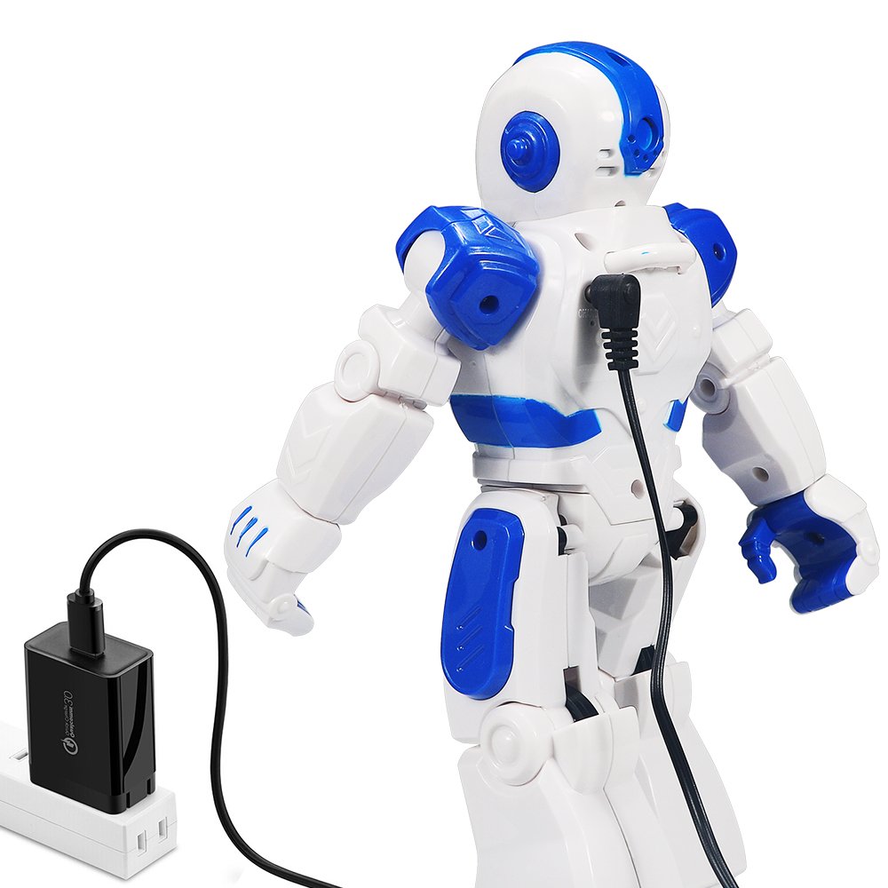 HUSAN Remote Control Robot for Kids, intelligent programmable robot with Infrared Controller toy, Dancing, Singing, Moonwalking, and LED eyes, Gesture Recognition Robot Kit (Blue)