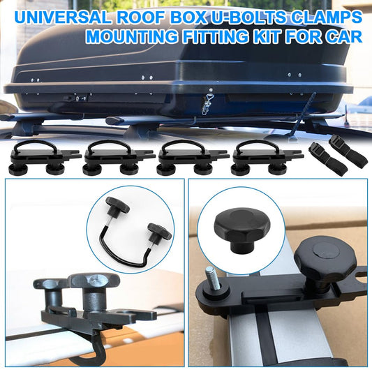 Abnaok 4 Piece Universal Roof Box Mounting U-Bolts, Roof Box Holder Mounting, Stainless Steel U-Bolt Installation Accessories
