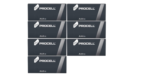 70 x Mini Duracell Procell AAA Alkaline (7 Blister cards of 10 batteries each) 70 batteries