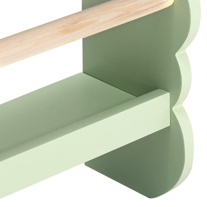WOLTU Children's Bookshelf Wall, Book Organizer with 3 Shelves, Kids Shelf for Book Storage, Pine Wood E1 MDF Wall Shelf for Children's Room, Green