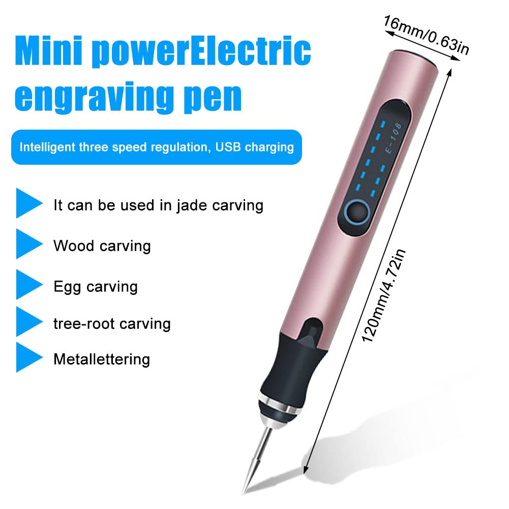 Electric Engraving Pen Engraving Tool Set Micro Engraver Etching Pen DIY Rotary Tool for Carving, Glass, Wood, Metal, Stone, Plastic, Ceramic, Jewelry (Red)