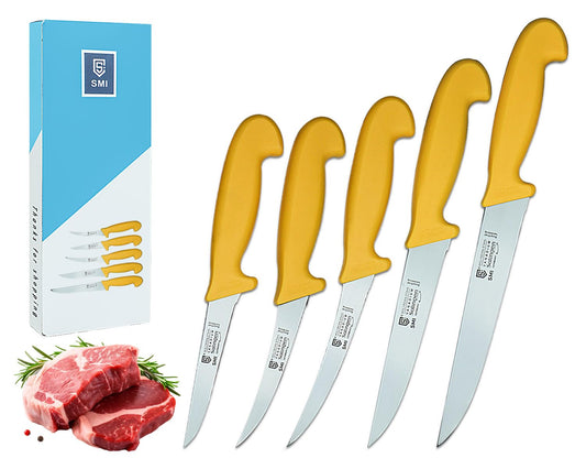 SMI 5 piece kitchen knife set Solingen Butcher knife Chef knife Butcher knife Boning knife Slaughtering knife premium quality German Molybdenum steel 1.4116 Solingen/GERMANY