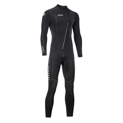 Ultra-stretch 3mm neoprene wetsuit with front zipper, full-body design for men and women. Ideal for snorkeling, diving, swimming, surfing. (Men, L)