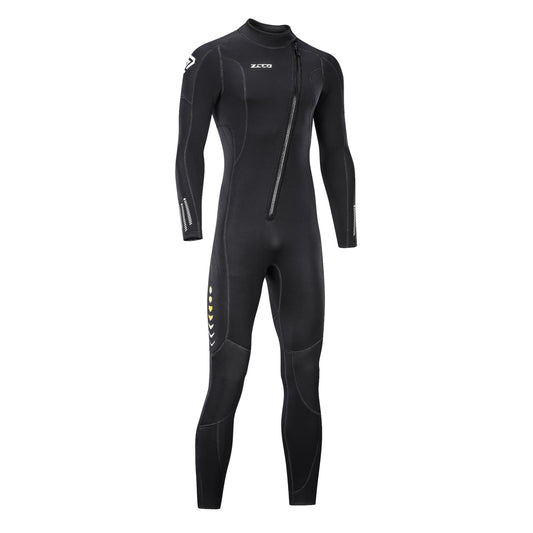 Ultra-stretch 3mm neoprene wetsuit with front zipper, full-body design for men and women. Ideal for snorkeling, diving, swimming, surfing. (Men, L)