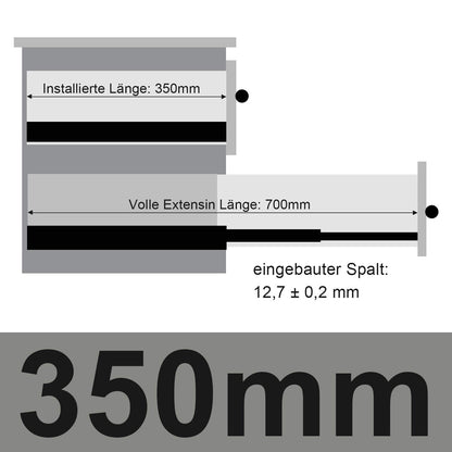 Lospitch 4 pairs of ball-bearing drawer slides 350 mm, 3-fold full extension ball-bearing slides with self-closing feature. Robust full extensions with 35 kg load capacity.